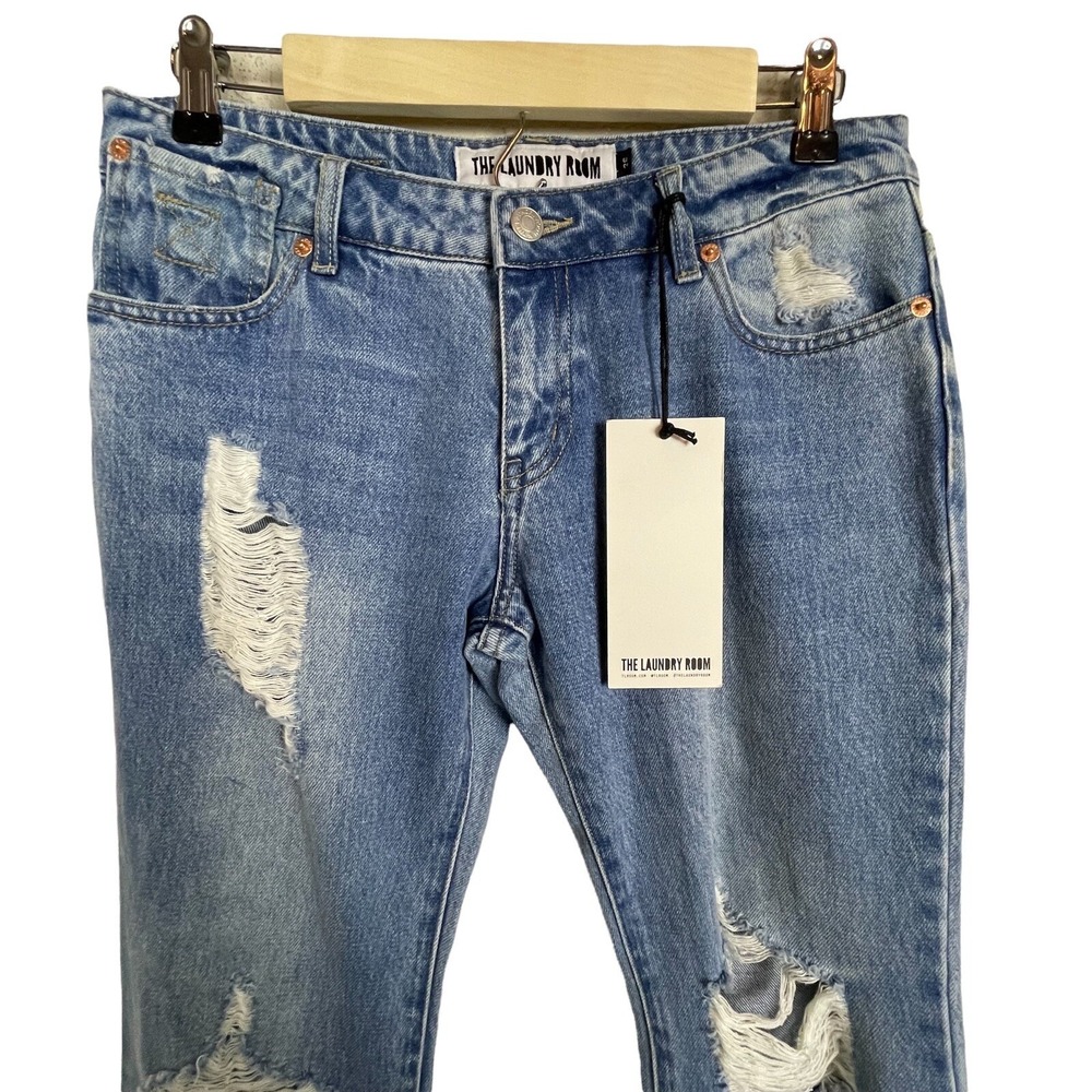 NWT The‎ Laundry Room Bell Bottom Jeans 26 70s Y2K Flare Distressed Boho - Picture 2 of 7